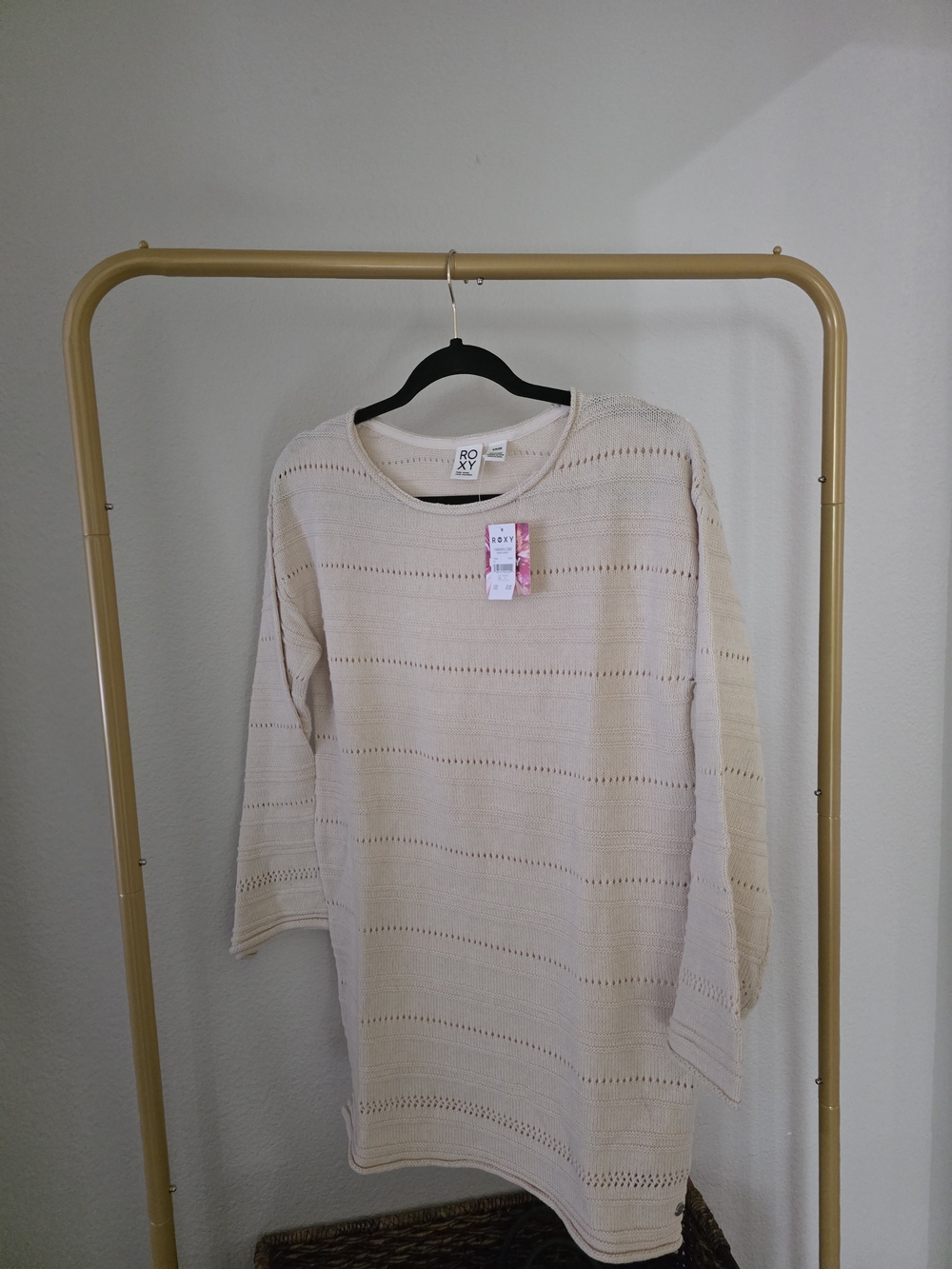 Roxy Cream Knit Long Sleeve Sweater